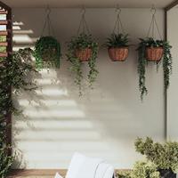 VidaXL Plantenbakken hangend 4 st met kokosbak staal ø 30x52 cm zwart - thumbnail