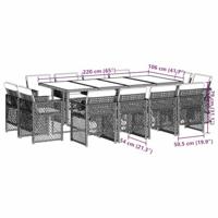 13-delige Tuinset met kussens poly rattan lichtgrijs - thumbnail