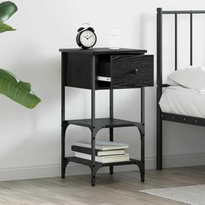 Nachtkastje met lade 2 pcs Zwart Eiken 33,5 x 36 x 70 cm