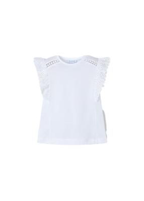 Mayoral Zomer t-shirt S/S crochet meisjes - wit