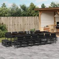 17-delige Tuinset met kussens poly rattan zwart - thumbnail