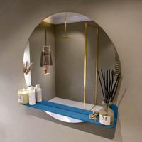 MONDIAZ SPOT spiegel rond 90cm met Spiegelplanchet kleur Jeans. - thumbnail