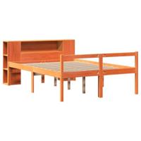 Bed met boekenkast zonder matras hout wasbruin 150x200 cm - thumbnail