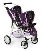 Tweeling Poppenwagen Twinny - Stars Lila - thumbnail