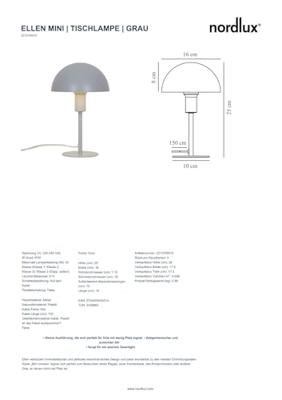 Nordlux Design tafellampEllen grijs - 2213745010