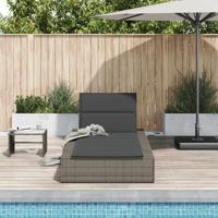Ligbed met zwevend kussen poly rattan grijs - thumbnail