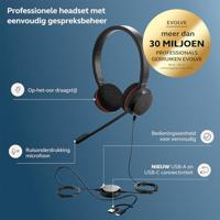 Jabra Evolve 20 Headset Bedraad Hoofdband Kantoor/callcenter USB Type-C / USB Type-A Zwart - thumbnail