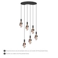 Metaal kroonluchter - Industrie hanglamp - Zwart - Met 6 pcs lampvoeten - Ontworpen voor Eetkamer en Slaapkamer - 60 x 25.8 x 117.5cm - set met E27 Lamphouder - voor Lampenkap met Doorsnede max 15cm - Gloeilamp Niet Inbegrepen - thumbnail
