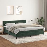 Boxspring met matras fluweel donkergroen 160x200 cm - thumbnail