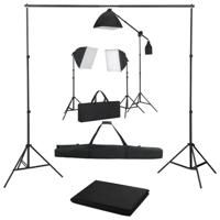 vidaXL Fotostudioset met softboxlampen en achtergrond - thumbnail