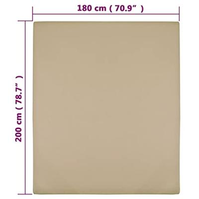 VidaXL Hoeslaken jersey 180x200 cm katoen taupe VidaXL Hoeslaken jersey 180x200 cm katoen taupe