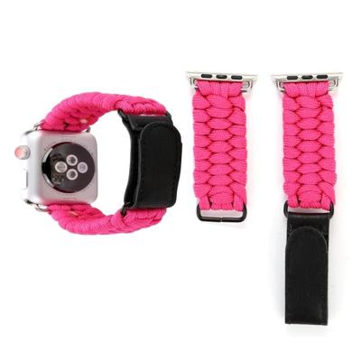 Magische plakken lederen paraplu touw nylon polshorloge band met RVS gesp voor Apple Watch serie 3 & 2 & 1 42mm (magenta) Magische plakken lederen paraplu touw nylon polshorloge band met RVS gesp voor Apple Watch serie 3 & 2 & 1 42mm (magenta)