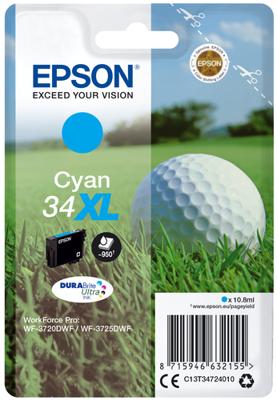 Epson Inktcartridge 34XL Origineel Cyaan C 13 T 34724010 - thumbnail