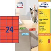 Etiket Avery Zweckform 3448 70x37mm rood 2400stuks - thumbnail