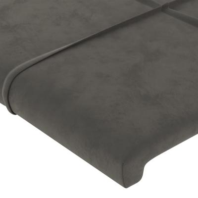 Hoofdbord met randen 147x16x118/128 cm fluweel donkergrijs - thumbnail