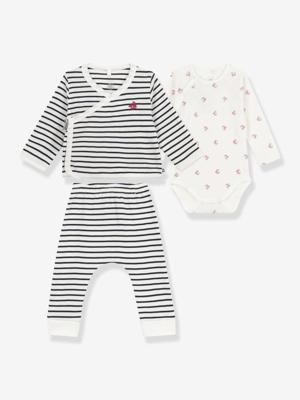 Babyset 3-delig voor baby's, gemengd, van katoen PETIT BATEAU marineblauw