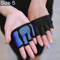 Halve vinger yoga handschoenen anti-slip sport Gym Palm Protector maat: S Palm omtrek: 17.5 cm (blauw) - thumbnail