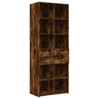 Hoge kast 70x42,5x185 cm bewerkt hout gerookt eikenkleurig - thumbnail