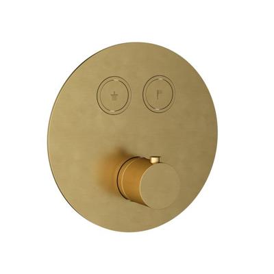 Hotbath Douchethermostaat Cobber Inbouw 2 Pushbuttons Rond Geborsteld Messing PVD