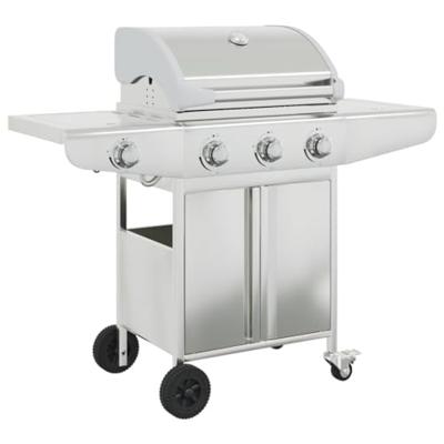 VidaXL Gasbarbecue met 4 branders roestvrij staal zilverkleurig - thumbnail