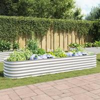 Plantenbak verhoogd 320x80x44 cm gegalvaniseerd staal zilver - thumbnail