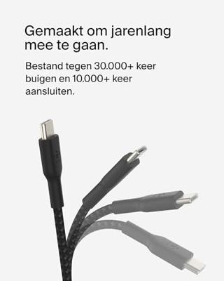 Belkin BOOSTCHARGE gevlochten USB-C kabel Belkin BOOSTCHARGE gevlochten USB-C kabel