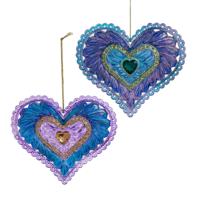 Ornament plastic paars hart l23cm Kurt S. Adler - Kurt s adler - thumbnail