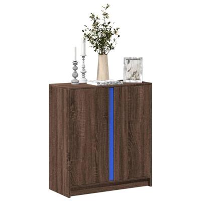 Dressoir met LED 77x34x85 cm bewerkt hout bruin eikenkleur