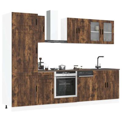 8-delige Keukenkastenset Porto bewerkt hout gerookt eiken