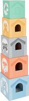 Small Foot stapeltoren met bosdieren pastel, 10dlg. - thumbnail