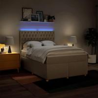 Boxspring met matras stof crèmekleurig 160x200 cm - thumbnail