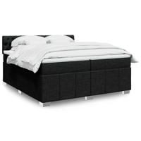 Boxspring met matras stof zwart 200x200 cm - thumbnail