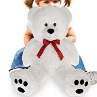 Knuffelbeer Wit 50cm met HartKussen 32cm - thumbnail