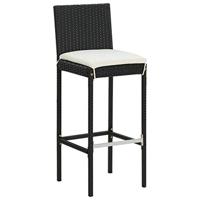 VidaXL Tuinbarkrukken met kussens 2 st poly rattan zwart - thumbnail