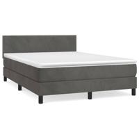 Boxspring met matras fluweel donkergrijs 140x190 cm - thumbnail