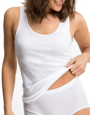 Singlet hemd dames - Katoen - Carola - onderhemd - Zonder zijnaden - hemdjes dames Brede bandjes - wit - 40 - 40 - 40 - 40 - 40 - 40 - 40 - 40