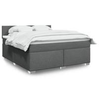 Boxspring met matras stof donkergrijs 180x200 cm - thumbnail