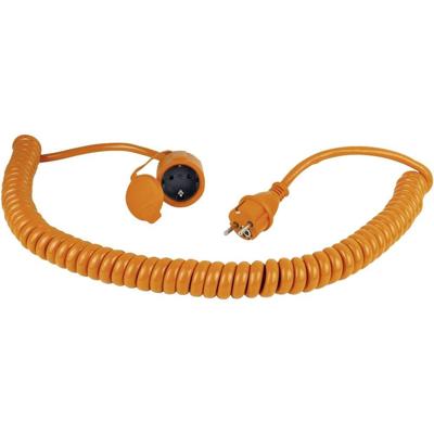 AS Schwabe 70415 Stroom Verlengkabel 16 A Oranje, Zwart 5.00 m Spiraalkabel