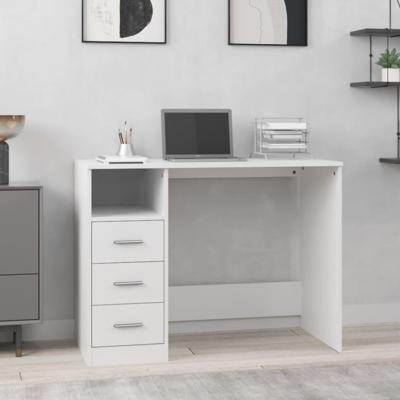 Bureau met lades 102x50x76 cm bewerkt hout wit Bureau met lades 102x50x76 cm bewerkt hout wit