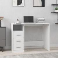 Bureau met lades 102x50x76 cm bewerkt hout wit - thumbnail