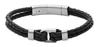 Fossil JF04202040 Armband Vintage staal-leder zwart-zilverkleurig - thumbnail