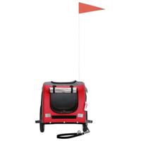 VidaXL Hondenfietstrailer oxford stof en ijzer rood en grijs - thumbnail