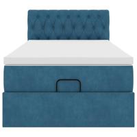 Ottoman bed met matras 80x200cm fluweel donkerblauw - thumbnail