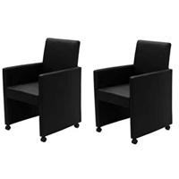 Eetkamerstoelen 2 st kunstleer zwart - thumbnail