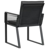 Tuinstoelen 4 st met kussens poly rattan zwart - thumbnail