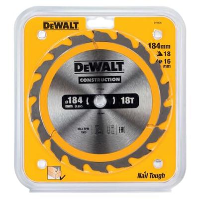 DeWALT Cirkelzaagblad voor Hout | Construction | Ø 184mm Asgat 16mm 18T - DT1938-QZ