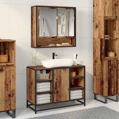 Badkamer spiegelkast Oud hout 65 x 20 x 60 cm Bewerkt hout
