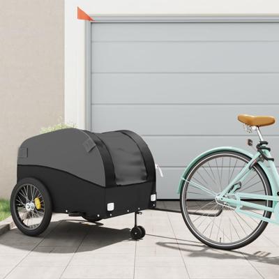 VidaXL Fietstrailer 45 kg ijzer zwart VidaXL Fietstrailer 45 kg ijzer zwart