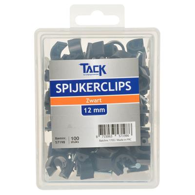 Spijkerclips zwart 12mm 100 stuks