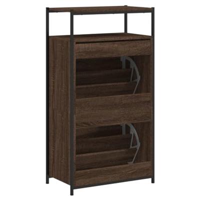 Schoenenkast 60x34x112 cm bewerkt hout bruineikenkleurig Schoenenkast 60x34x112 cm bewerkt hout bruineikenkleurig